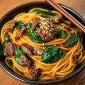 Mie met Spinazie en Rundvlees
