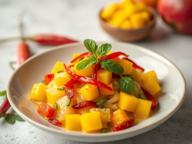 Mihoensalade met mango — AI-gegenereerde illustratie
