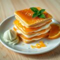 Mille-feuille met marmelade, muntijs, en citrus sa