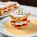 Mille-feuille van aardbeien met crème anglaise e