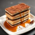 Millefeuille van chocolade met karamelsaus (zie op