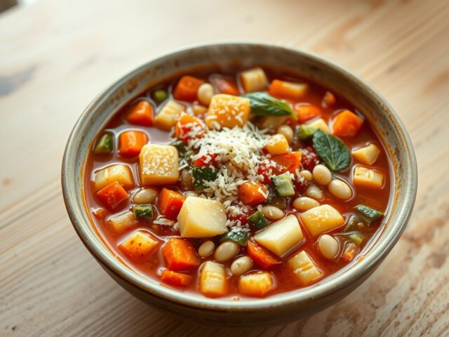Minestrone met aardappel en witte bonen