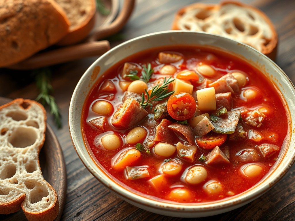 minestrone soep, AI-gegenereerde illustratie