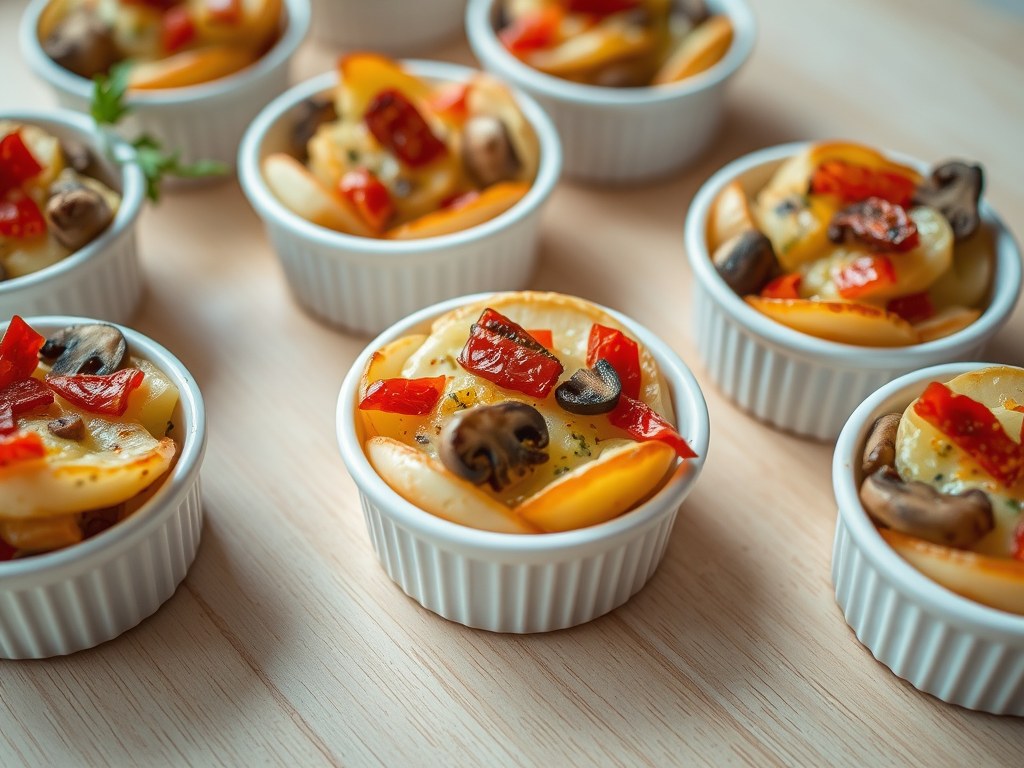 Mini aardappelschoteltjes, AI-gegenereerde illustratie