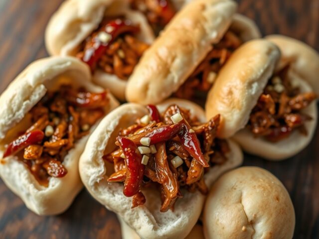 Mini broodjes gevuld met pikante kip