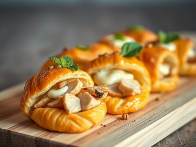 Mini croissantjes met gegrilde kip
