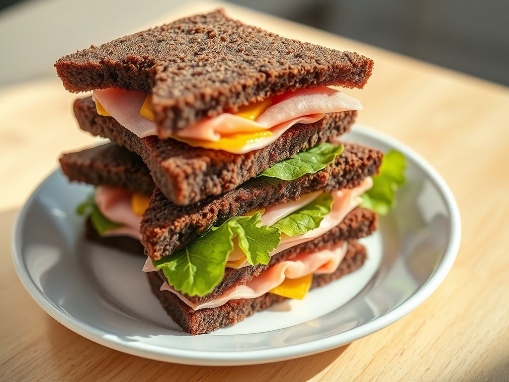 Mini-hamsandwiches met mosterdboter, AI-gegenereerde illustratie