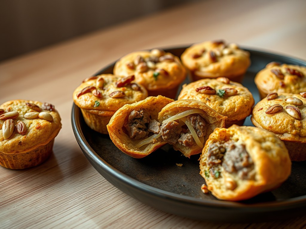 Mini-muffins met pasta, AI-gegenereerde illustratie