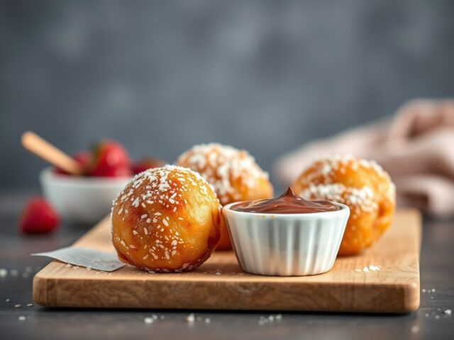 Mini-oliebollen met chocoladedip