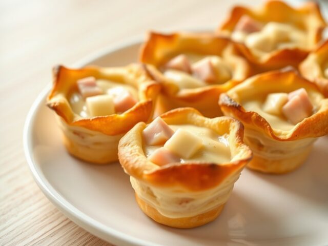 Mini-pasteitjes met kaas en ham