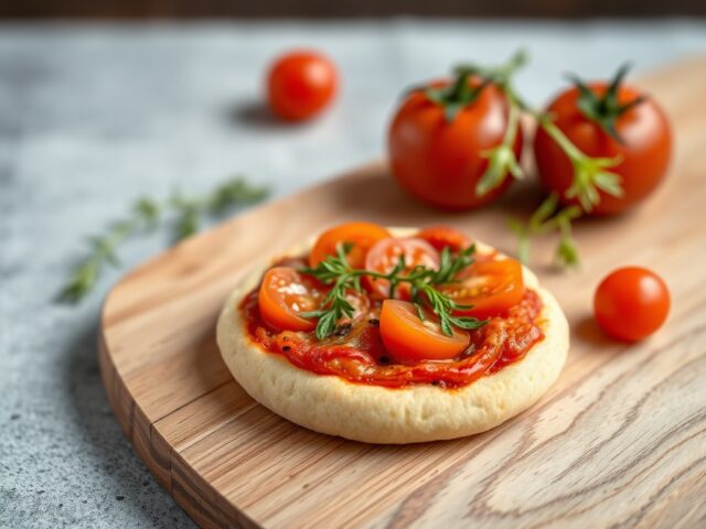 Mini Pizza met Tomaten — AI-gegenereerde illustratie
