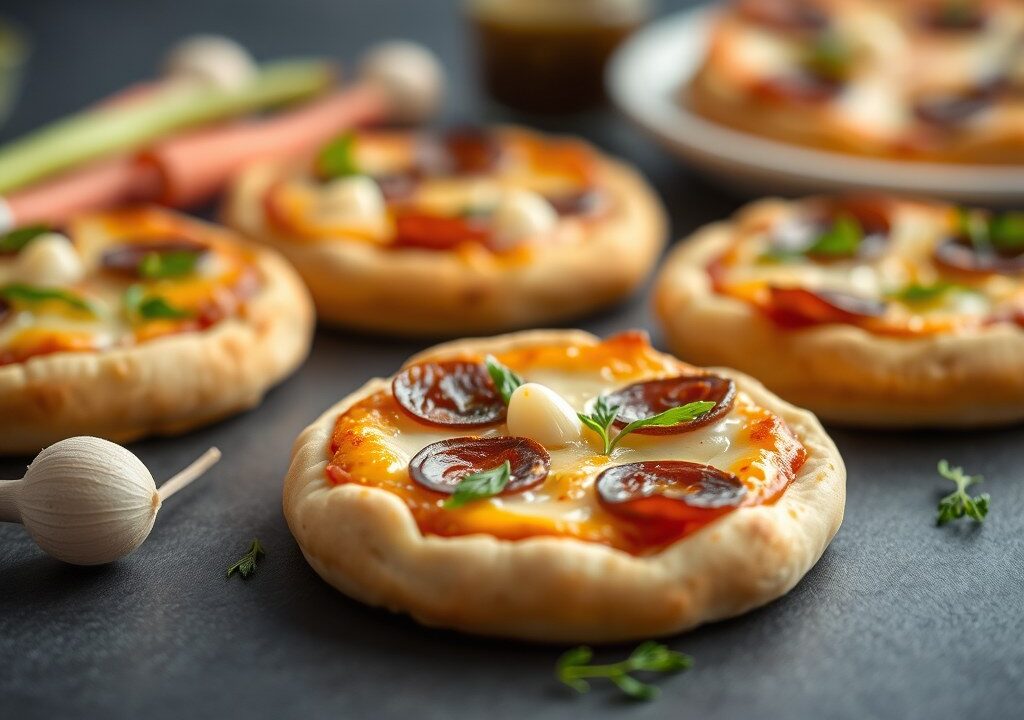 Mini pizza voor kinderen, AI-gegenereerde illustratie