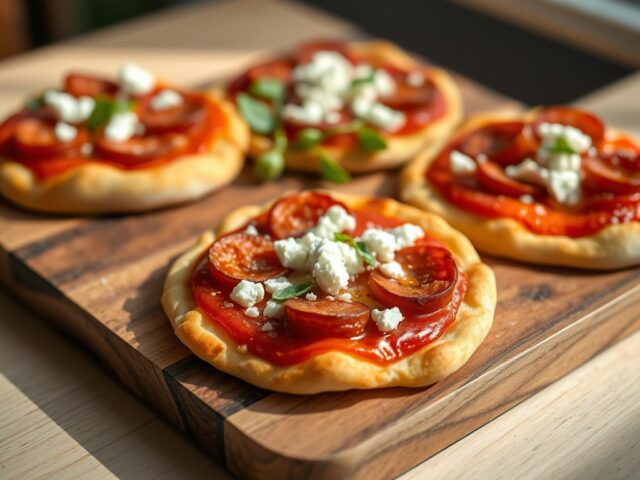 Mini pizzaatjes met feta en sucuk