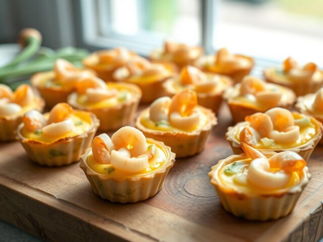 Mini quiches met prei en garnalen