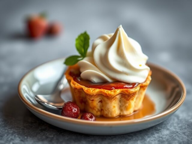 Mini tarte tatin, hemelse liefde en vanille-ijs — AI-gegenereerde illustratie