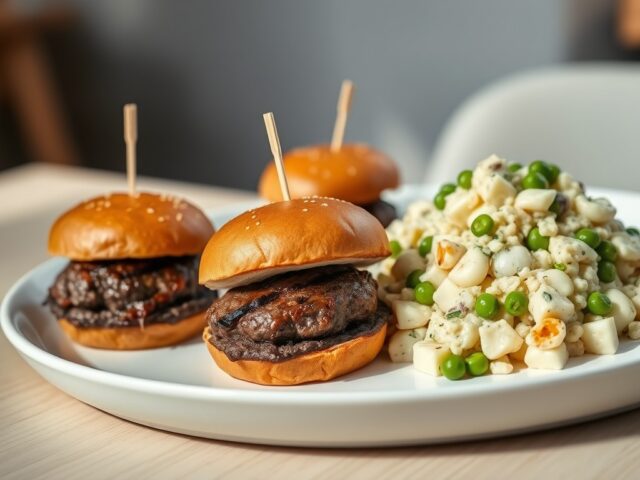 Miniburgers met aardappelsalade