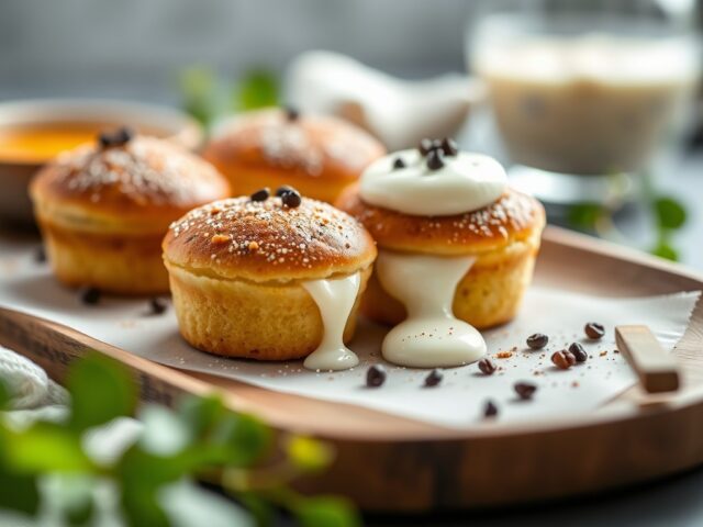 Minicakes met yoghurt en abrikozen — AI-gegenereerde illustratie