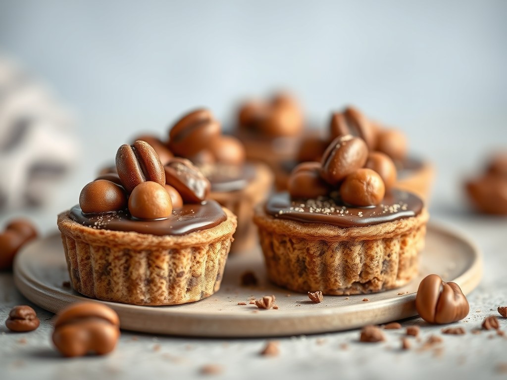 Minihazelnoot-chocoladetaartjes, AI-gegenereerde illustratie