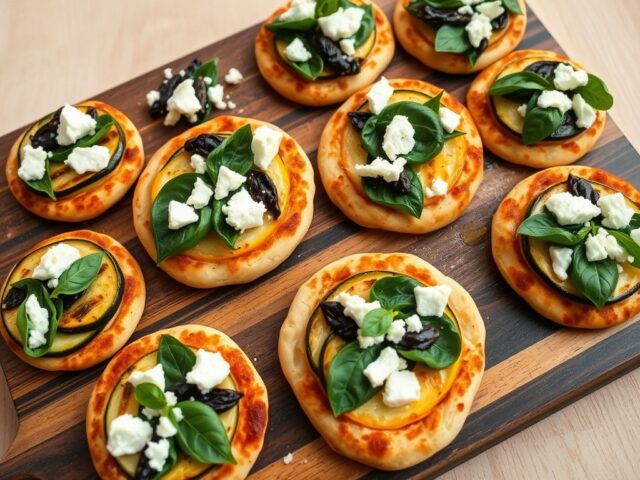 Minipizza met gegrilde groenten