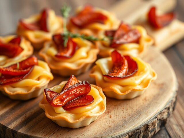 Minitaartjes met chorizo, manchego en paprika