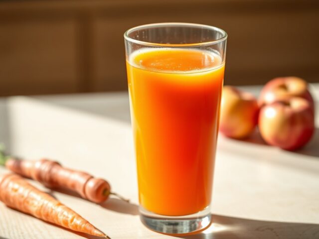 Mix van wortel en appelsap, met een vleugje gember