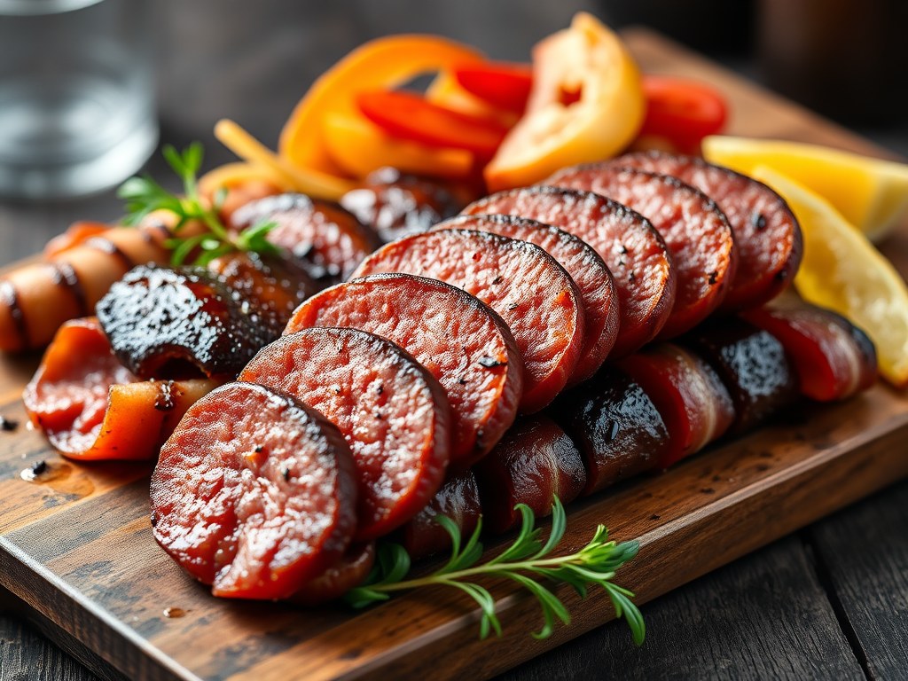 Mixed grill van vleeswaren, AI-gegenereerde illustratie