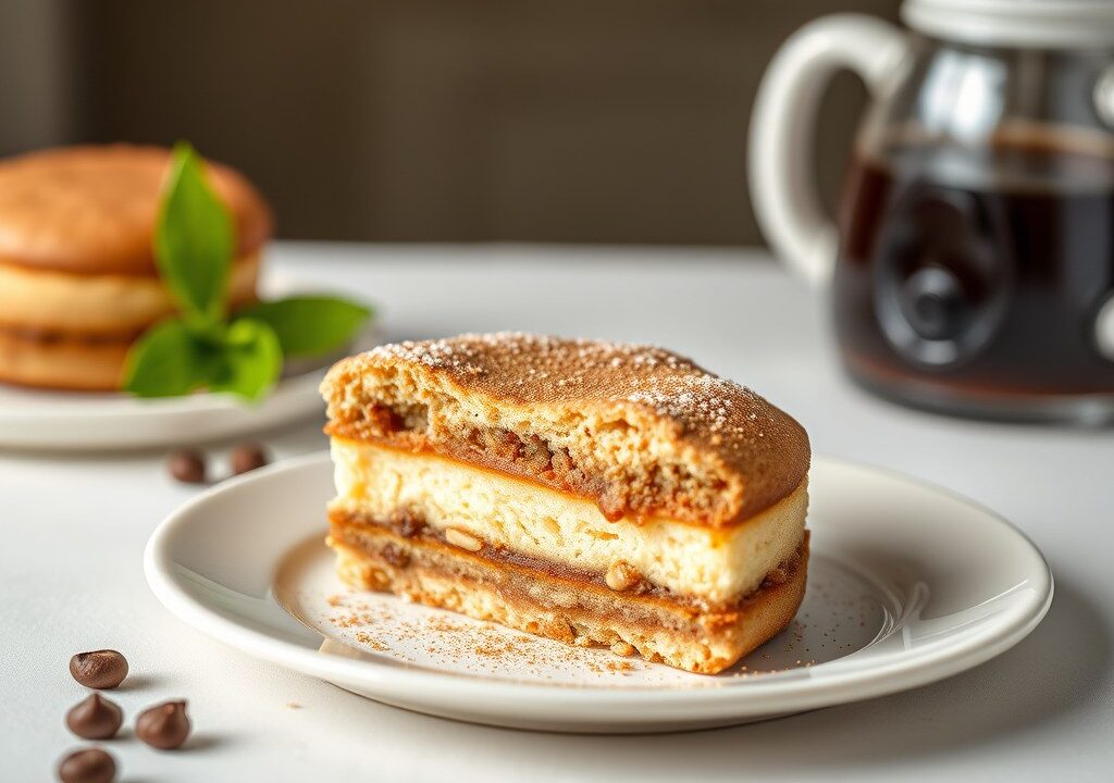 Mocca biscuitcake, AI-gegenereerde illustratie