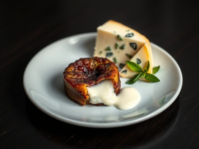 Moelleux met truffelaardappelen en blauwe kaas