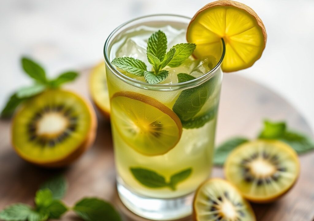 Mojito van kiwi, AI-gegenereerde illustratie