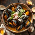 Mosselen in gele Thaise curry