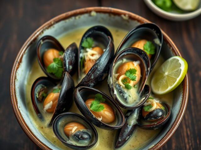 Mosselen met Thaise groene curry en kokos