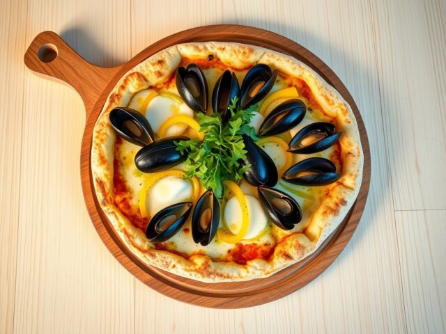 Mosselpizza met rucola