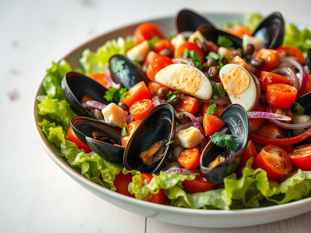 Mosselsalade op de wijze van Casa Moro, AI-gegenereerde illustratie
