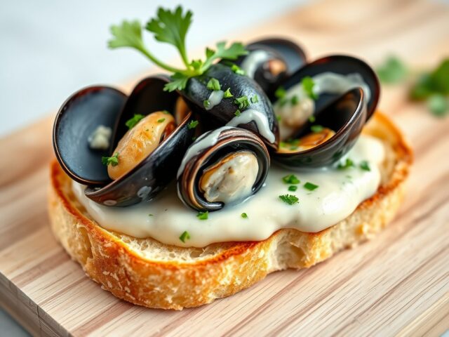 Mosseltoast met kruidenmayonaise