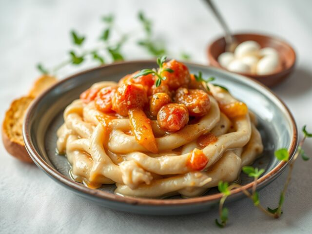 Mosterd-visragout — AI-gegenereerde illustratie