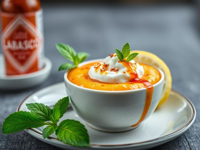 Mosterdsaus met tabasco en slagroom — AI-gegenereerde illustratie