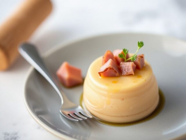 Mousse van beenham in gerookte ham gerold met meloen — AI-gegenereerde illustratie