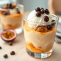 Mousse van passievruchten en vanille-ijs