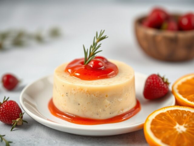Mousse van sinaasappel met rode sjalottenmarmelade