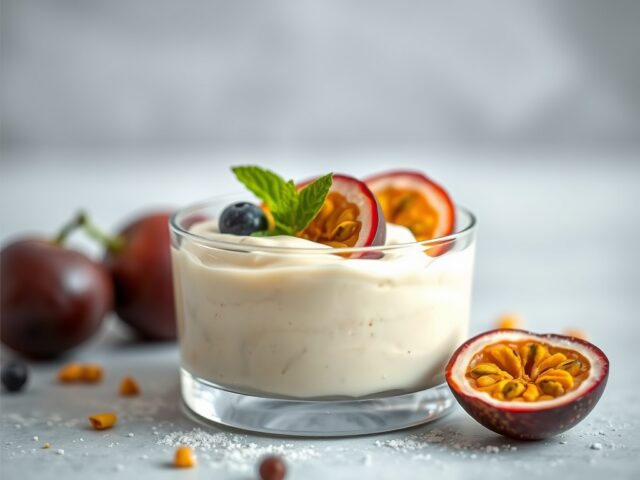 Mousse van witte chocola met passievrucht