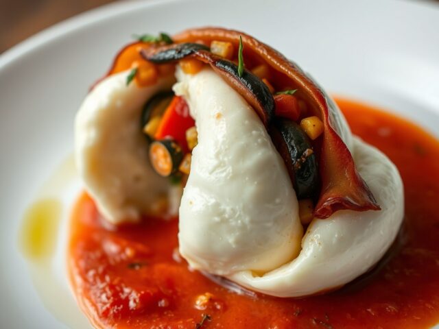Mozzarella gevuld met ratatouille en (zie opm)