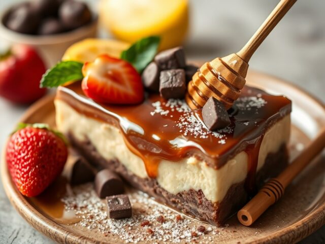 Mueslireep met fruit en chocolade
