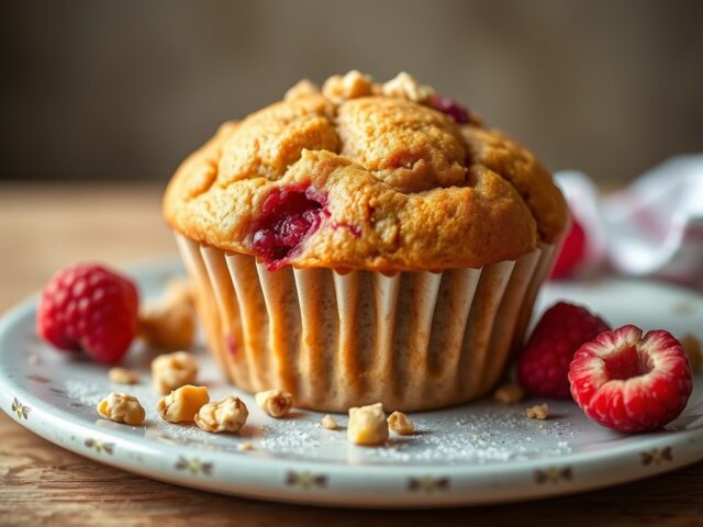 Muffin met rum en rozijnen — AI-gegenereerde illustratie