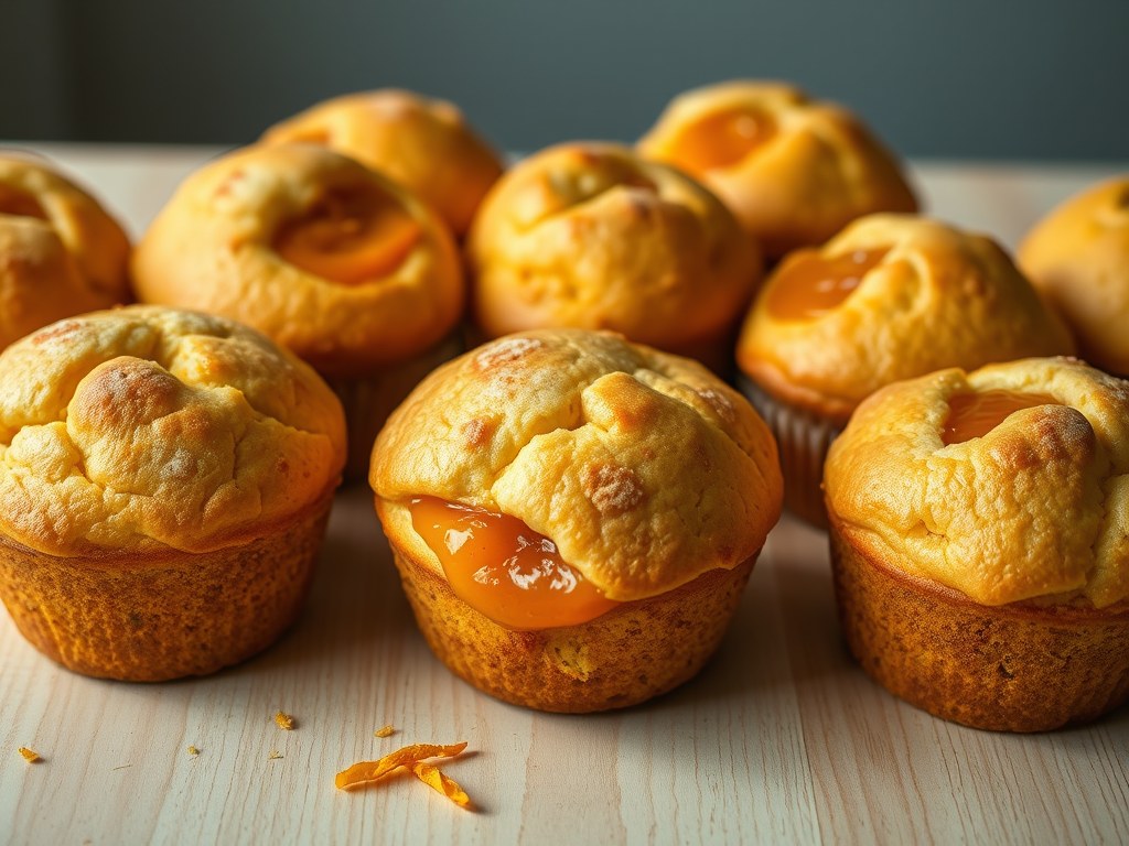 Muffins met abrikozenconfituur, AI-gegenereerde illustratie