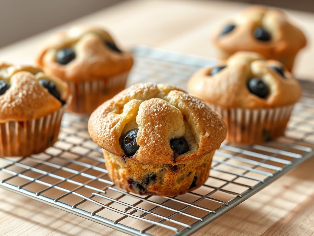 Muffins met bosbes en appel, AI-gegenereerde illustratie