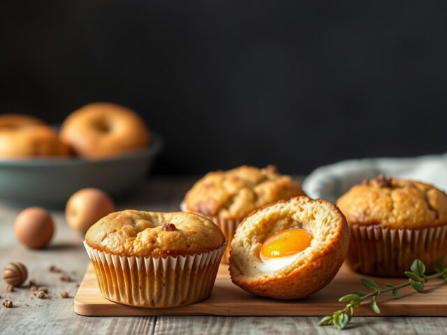 Muffins met bosbes en appel — AI-gegenereerde illustratie