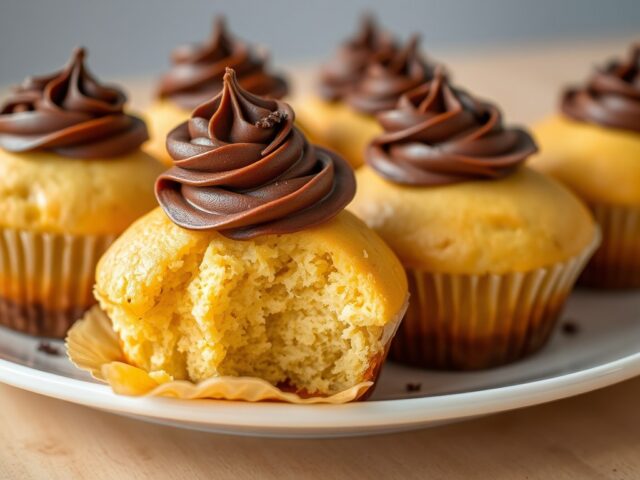 Muffins met een topping van chocoladeroom