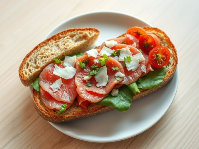 Musliebol met carpaccio