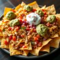 Nacho-schotel met guacamole