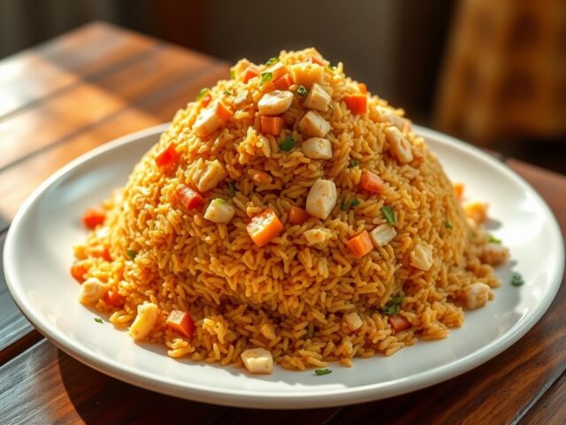 Nasi Goreng met kip en garnalen